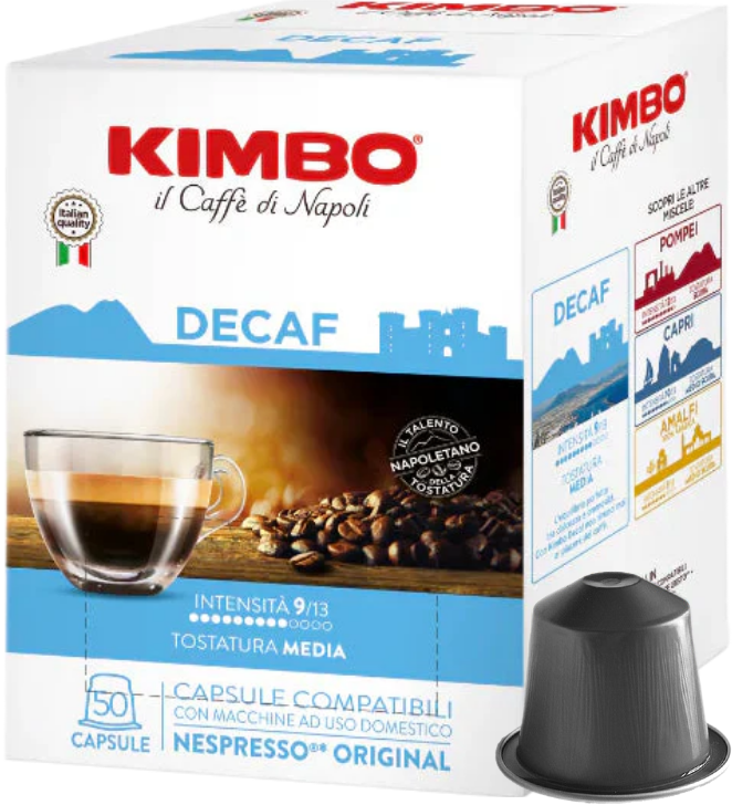 Kimbo Nespresso®*-kompatible entkoffeinierte Kapseln