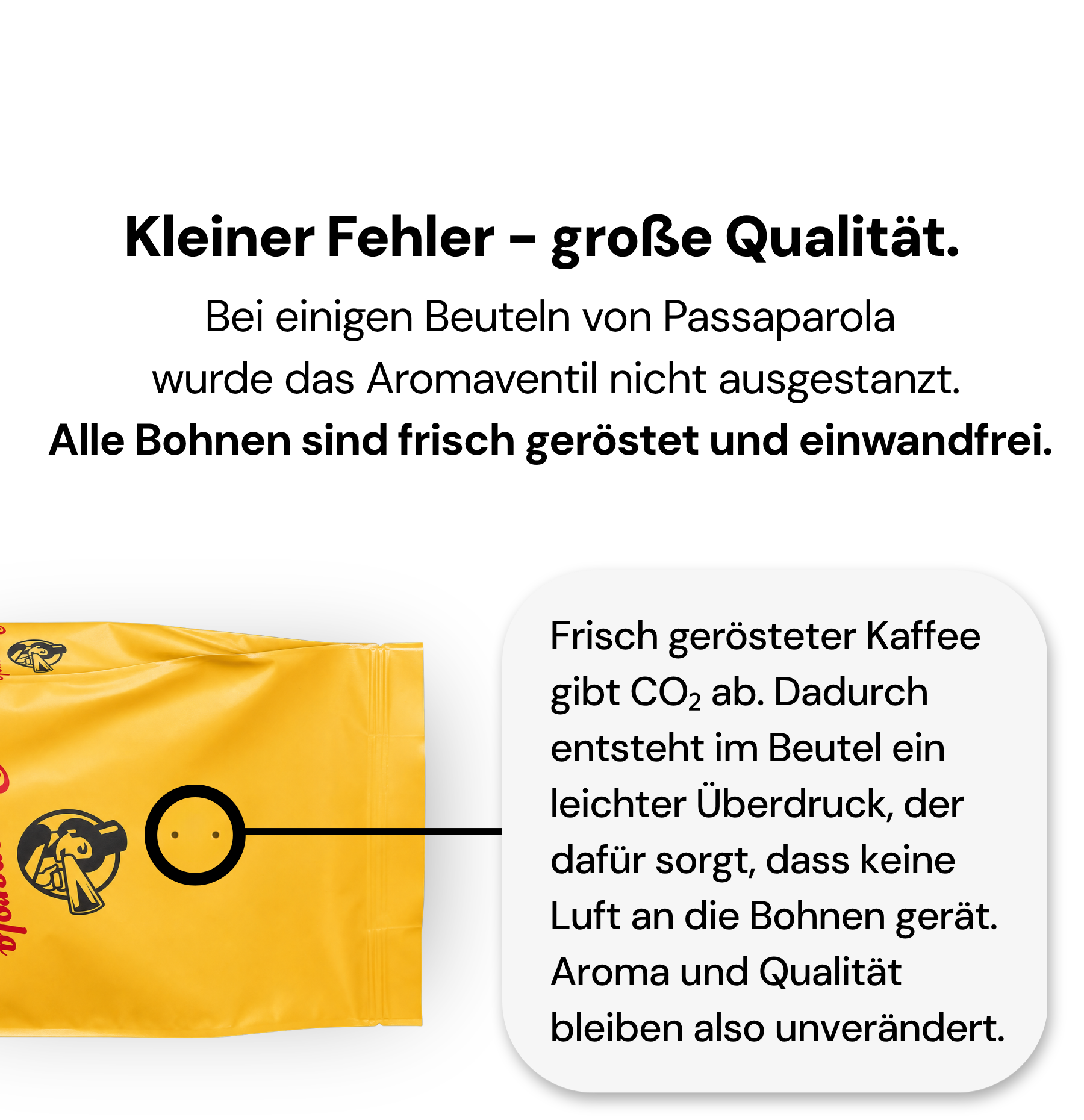 Passaparola Espresso Messaggio mit kl. Verpackungsfehler