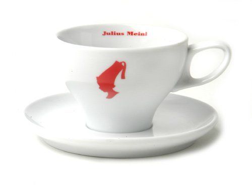 Meinl Cappuccino Tasse weiß rotem Kopf 