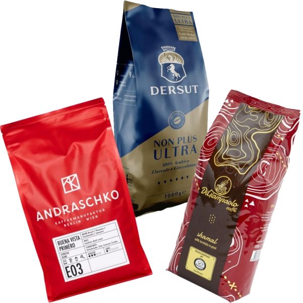 Espresso Probierset Non Plus Ultra, 3x 1000g ganze Bohne, Dersut Caffè Non Plus Ultra - Espresso Italiano, Andraschko Buena Vista Primèro Espresso, Di Giampaolo Espresso Shamal - Espresso Italiano