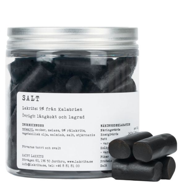 Haupt Lakrits Salz Lakritzstücke, 150g in transparenter Dose
