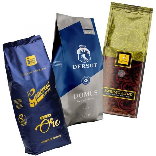 Probierset Espresso Espressivo, 3x 1000g ganze Bohne, La Genovese Oro, Filicori Zecchini Espresso Blend, Dersut Caffè Espresso Marrone